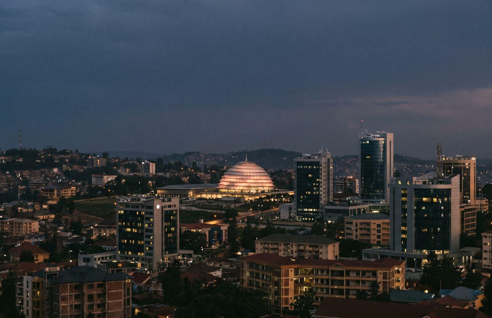 Kigali at dusk — the city where the brand is licensed.